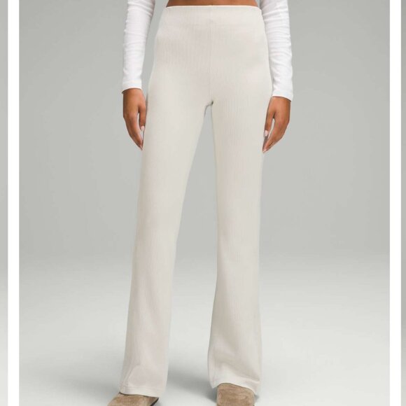 Lululemon Brushed Softstreme Ribbed Zip Flared Pant 32.5" in Bone 6 $148 - Picture 1 of 9
